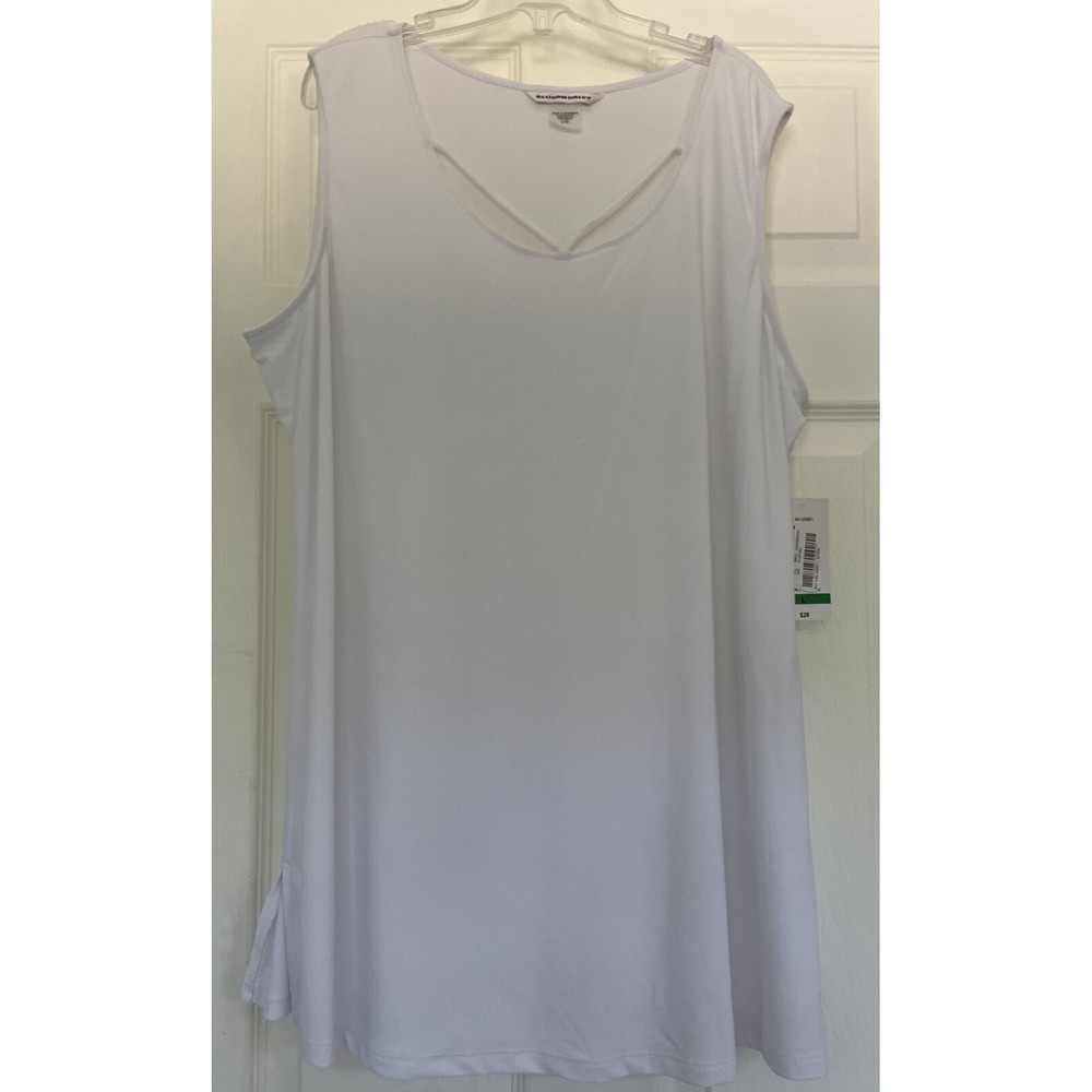 Allison Daley Women's Sleeveless Knit Tank Top white strapy NWT LONG COMFY